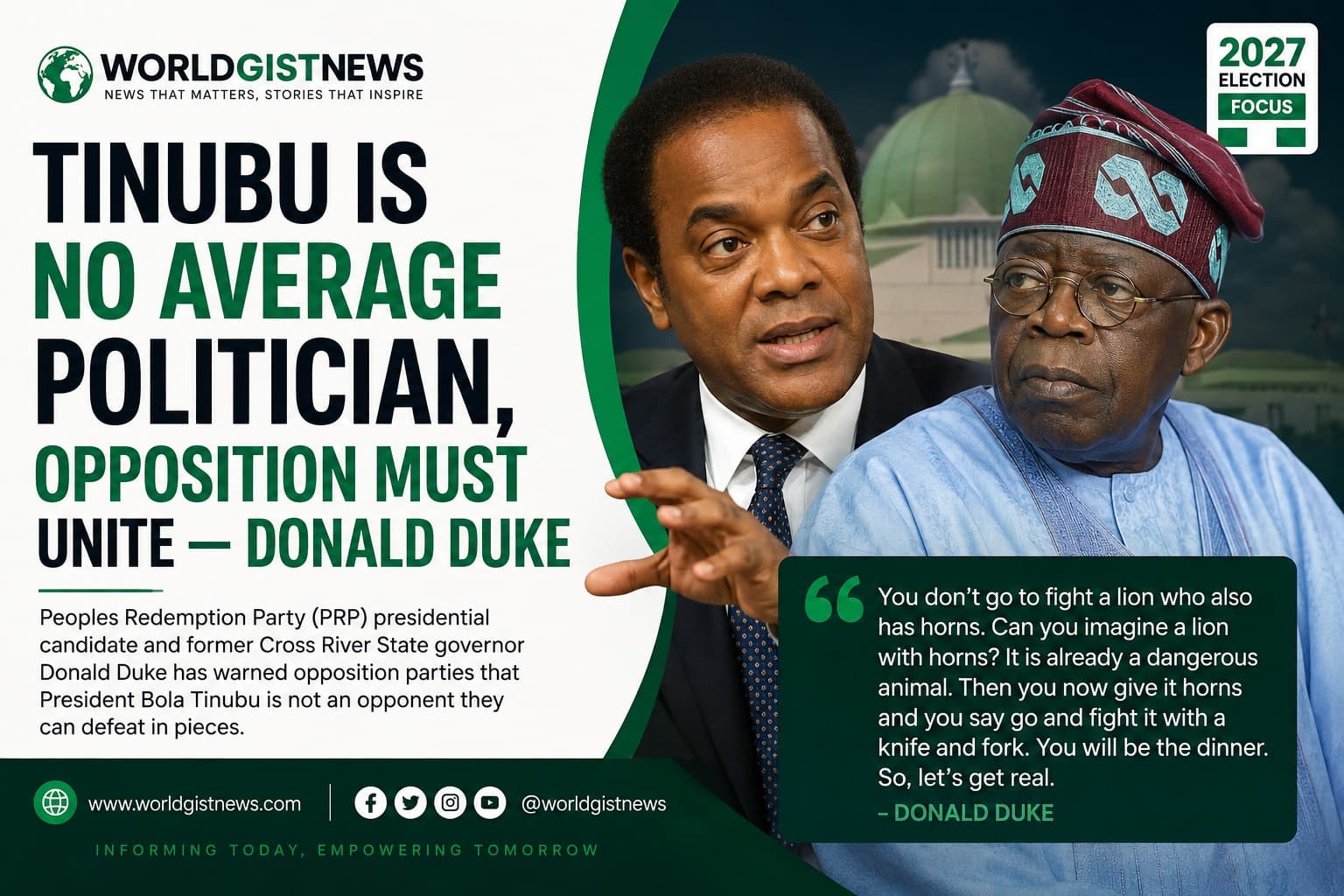 Donald Duke: Tinubu Is No Average Politician, Opposition Must Unite Ahead of 2027